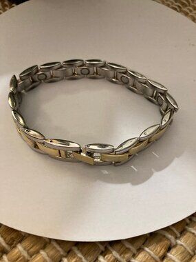 Men's Stainless Steel Silver Gold Chain Bracelet 8 3/4"